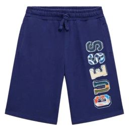 Guess Kids Cave Blue Logo Regular Fit Shorts-image-58
