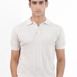 Rare Rabbit White Cotton Regular Fit Woven Design Polo T-Shirt-image-19