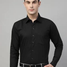 Hancock Black Slim Fit Solid Shirt-image-23