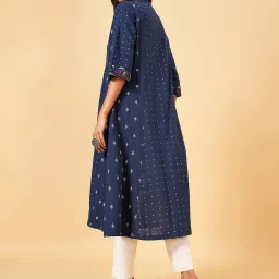 Rangmanch by Pantaloons Navy Cotton Printed A Line Kurta image 2