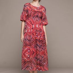 aarke Ritu Kumar Print Flared Sleeve Chiffon A-Line Midi Dress-image-55