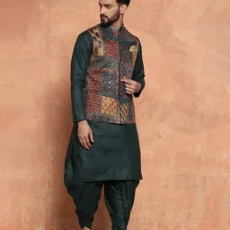 KISAH Multicolor Regular Fit Printed Kurta Set With Jacket image 4