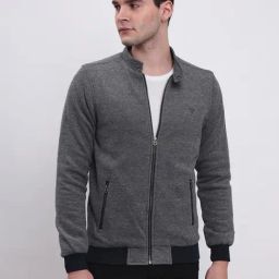 Lee Dark Grey Regular Fit Mandarin Collar Cotton Jacket-picture-17