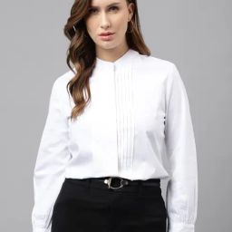 Hancock White Standard Pin Tucks Pure Cotton Formal Shirt-image-38