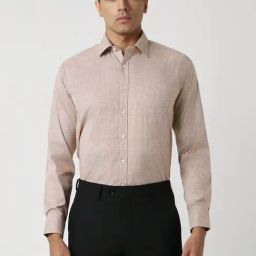 Van Heusen Beige Slim Fit Checks Shirt-image-51
