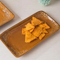 Fabindia Home Chintz Ochre Ceramic Casted Small Platter-13