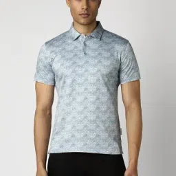 Van Heusen Blue Slim Fit Printed Polo T-Shirt-picture-20