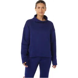 ASICS Brushed Knit Pullover Navy Blue Womens Sweatshirt-picture-40