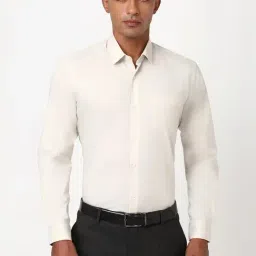 Peter England Cream Regular Fit Shirt-picture-5