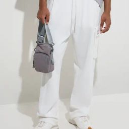 Studiofit by Westside White Solid Relaxed-Fit Cotton-Blend Track Pants-picture-31
