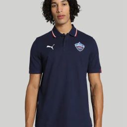 Puma x DC Navy Slim Fit Printed Cricket Polo T-Shirt-image-42