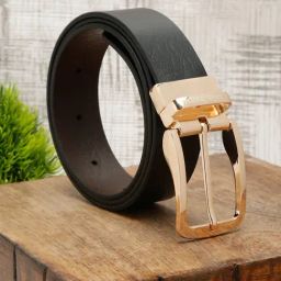 Louis Stitch Black Textured Leather Reversible Belt for Men-image-43