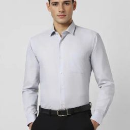 Peter England Grey Cotton Regular Fit Shirt-image-60