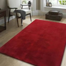 Obsessions Burgundy Imitation Rabbit Fur Carpet - Large-13