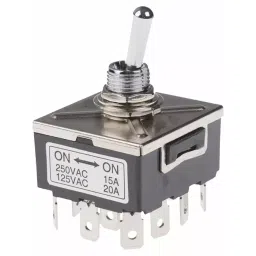 RS PRO Toggle Switch Panel Mount On-(On) 4PDT Tab Terminal 28 V DC, 7346814-20