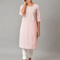 Aurelia Pink Regular Fit Floral Kurta-image-100