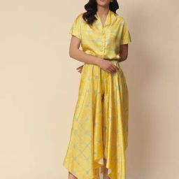 aarke Ritu Kumar Yellow Printed Shirt With Pants-83