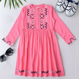 Bella Moda Girls Embroidered Cotton Fit & Flare Dress-image-95
