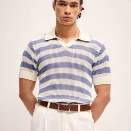 The Bear House Multicolored Cotton Relaxed Fit Striped Polo T-Shirt-image-23