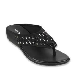 Mochi Women's Black Thong Wedges-picture-31