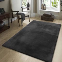 Obsessions Dark Grey Imitation Rabbit Fur Shaggy Carpet - Medium-10
