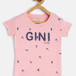 Gini and Jony Girls Pink Floral Printed Brand Logo T-shirt-image-13