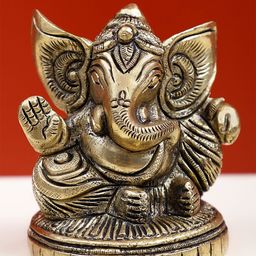 Exotic India Gold Toned Blessing Ganesha Religious Idol Showpiece-image-65
