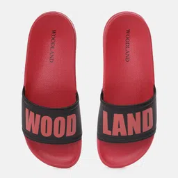 Woodland Men Black & Red Brand Logo Print Sliders-26
