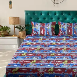 KLOTTHE Blue Cartoon Characters Printed 400 TC Cotton King Bedsheet Set 2.50 m x 2.25 m image 4