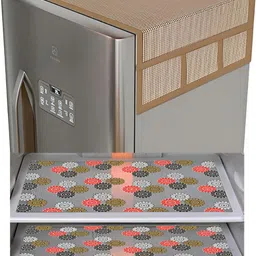 LooMantha Set Of 5 Brown & Red Checked Fridge Appliance Covers & Mats-0