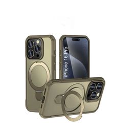 Luxury Kase Solid iPhone 16 Pro Mag-Safe Rugged 360 Rotating Kickstand Back Case-image-96