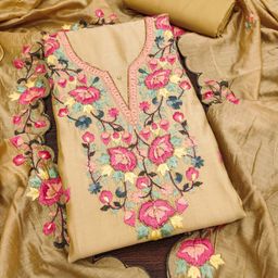 Maroosh Floral Embroidered Beads and Stones Unstitched Dress Material-image-23