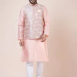 Nawaz's Kurta Men Regular Dupion Silk Kurta with Pyjamas-picture-2