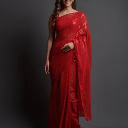 GAVUBAA Floral Poly Georgette Saree-picture-46