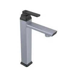 RN PTMT Tall Body Pillar Cock with Connection Hose Deck Mount Metallic Grey & Black 20 mm Faucet Hole, RNABP09B29-26