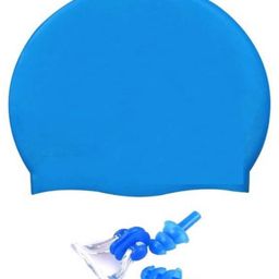 Axg New Goal Marine Swimming Cap & Ear Nose Plugs - Blue-11