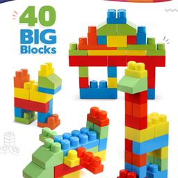 Intelliskills Premium 40 Mega Building Blocks|Large Multicolour Bricks|Infinite formations|Stack & Fix|Construction Activity Set|Educator Recommended-21