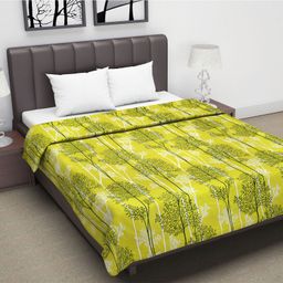 Divine Casa Cotton 120 GSM Reversible Lightweight Printed Double Bed AC Dohar Blanket Quilt - Green and Dark Green-10