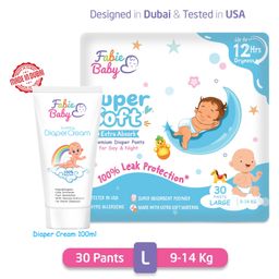 Fabie Baby Premium 12 Hrs Protection Diaper Pants Large & 100 g Diaper Cream - 30 Pieces-image-67