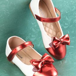 Pine Kids Velcro Closure Bellies with Bow Applique - Red-image-22