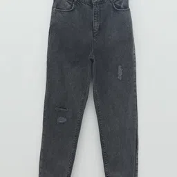 LC Waikiki Cotton Basic Elastic Waist Mild Distressed Button Down Jeans - Blue-picture-24