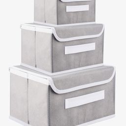 Kuber Industries Drawer Storage Box  Plain Dhakkan Storage Box For Toys  Non-Woven Clothes Organizer  Storage Box with Handle  S  M  L  Pack of 3  Gray-19