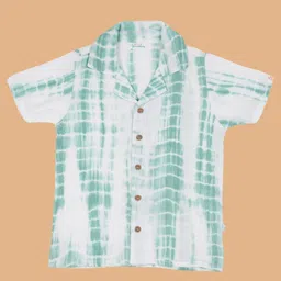 kids of greendeer Greendeer 100% Cotton Half Sleeves Tie Dye Shirt - Sea Weed-picture-13