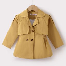 Kookie Kids Full Sleeves Front Open Collar Neck Overcoat - Tan-image-54