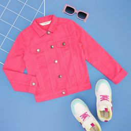 Pantaloons Junior Cotton Full Sleeves Solid Jacket - Pink-picture-0