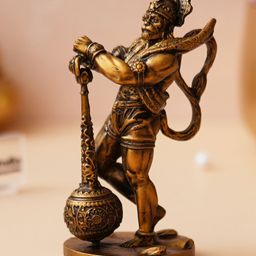eCraftIndia Golden Polyresin Handcrafted Standing Lord Hanuman Idol with Gada/Mace-16
