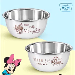 Babyhug Disney Minnie Mouse Stainless Steel Feeding Bowl Set Silver Pack of 2 - 150 ml-picture-19