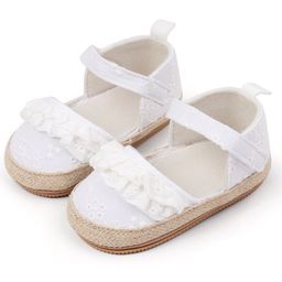 KIDLINGSS Shimmered Frill Detailed Booties With Velcro Closure - White-image-11