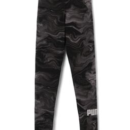 PUMA Cotton Knit Ankle Length Leggings with Marble Print - Black-image-67