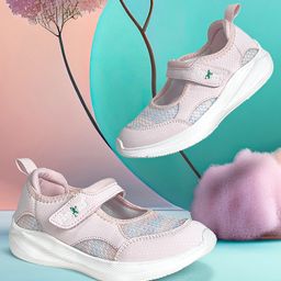 Hopits Abstract Designed Mary Jane Ballerinas With Velcro Closure - Light Pink-image-46